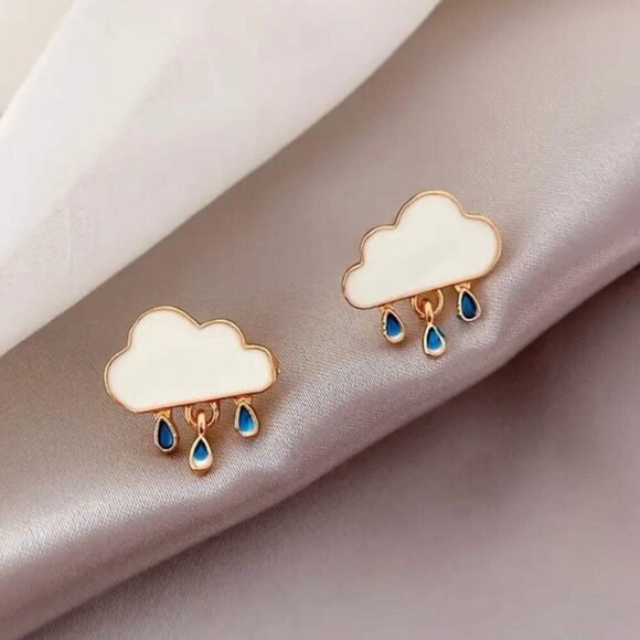 RAIN CLOUD ENAMEL STUD EARRINGS - Picture 5 of 6